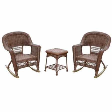 JECO Jeco W00208_2-RCES016 Santa Maria Espresso Rocker Wicker Chair Set with Cushions; Orange - 3 Piece W00208_2-RCES016